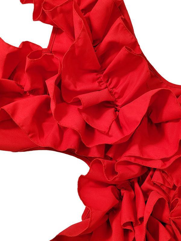 Heidi-Mode | Damen Ärmelloses Faltenfreies Rückenausschnitt Minikleid Curling Sexy Kleid