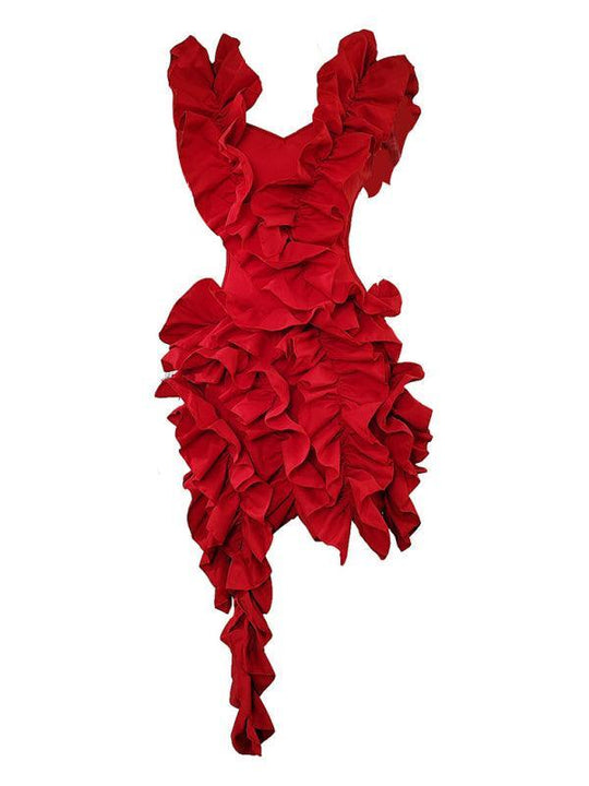 Heidi-Mode | Damen Ärmelloses Faltenfreies Rückenausschnitt Minikleid Curling Sexy Kleid