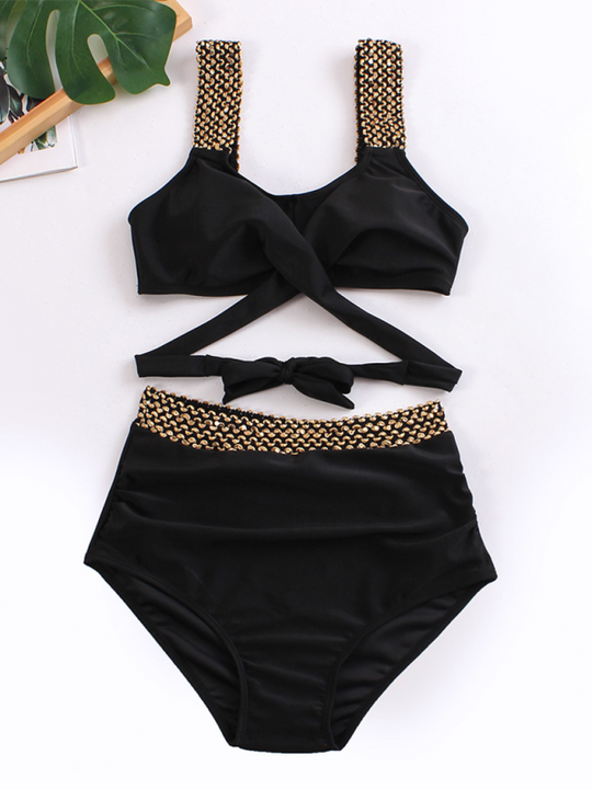 Heidi-Mode | Damen Bikini Zweiteiler enges Badeanzug sexy Kreuz Rückenausschnitt Bikini