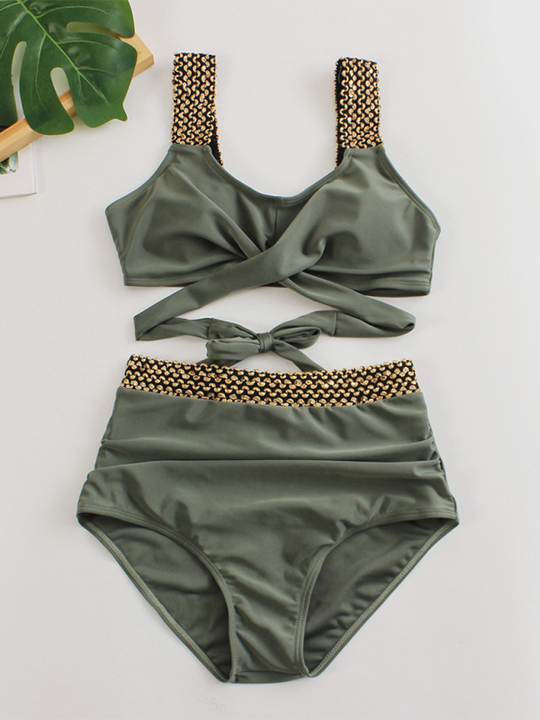 Heidi-Mode | Damen Bikini Zweiteiler enges Badeanzug sexy Kreuz Rückenausschnitt Bikini
