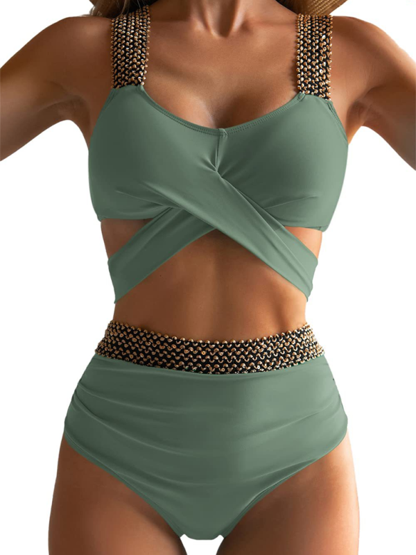 Heidi-Mode | Damen Bikini Zweiteiler enges Badeanzug sexy Kreuz Rückenausschnitt Bikini