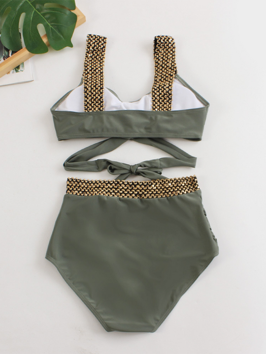 Heidi-Mode | Damen Bikini Zweiteiler enges Badeanzug sexy Kreuz Rückenausschnitt Bikini