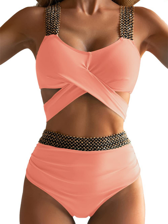 Heidi-Mode | Damen Bikini Zweiteiler enges Badeanzug sexy Kreuz Rückenausschnitt Bikini