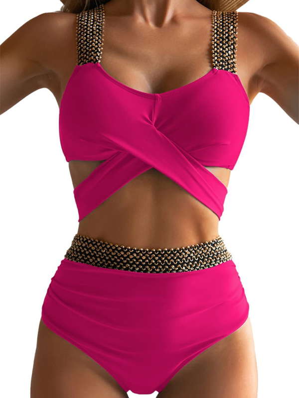 Heidi-Mode | Damen Bikini Zweiteiler enges Badeanzug sexy Kreuz Rückenausschnitt Bikini