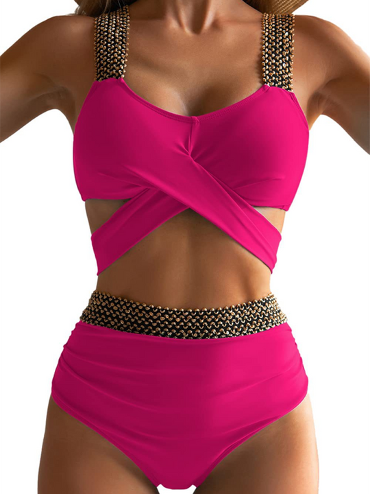 Heidi-Mode | Damen Bikini Zweiteiler enges Badeanzug sexy Kreuz Rückenausschnitt Bikini