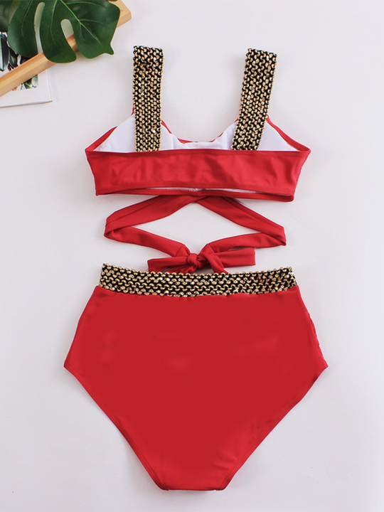 Heidi-Mode | Damen Bikini Zweiteiler enges Badeanzug sexy Kreuz Rückenausschnitt Bikini
