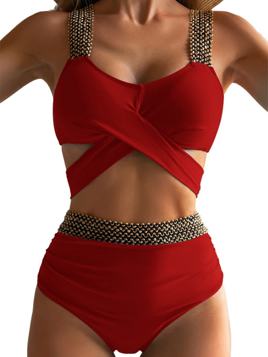 Heidi-Mode | Damen Bikini Zweiteiler enges Badeanzug sexy Kreuz Rückenausschnitt Bikini