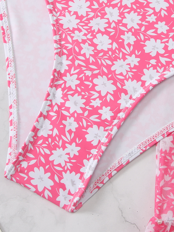 Heidi-Mode | Neuer Dreiteiler Badeanzug Damen Klein Floral Bikini
