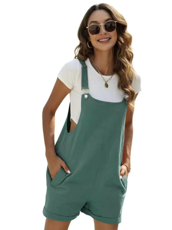 Heidi-Mode | Damen Verstellbare Lässige Lockere Overall-Shorts aus Baumwolle
