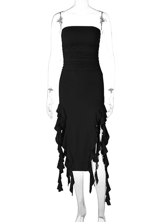 Heidi-Mode | Damen neue Mode sexy Persönlichkeit Wickelbrust unregelmäßiges Kleid