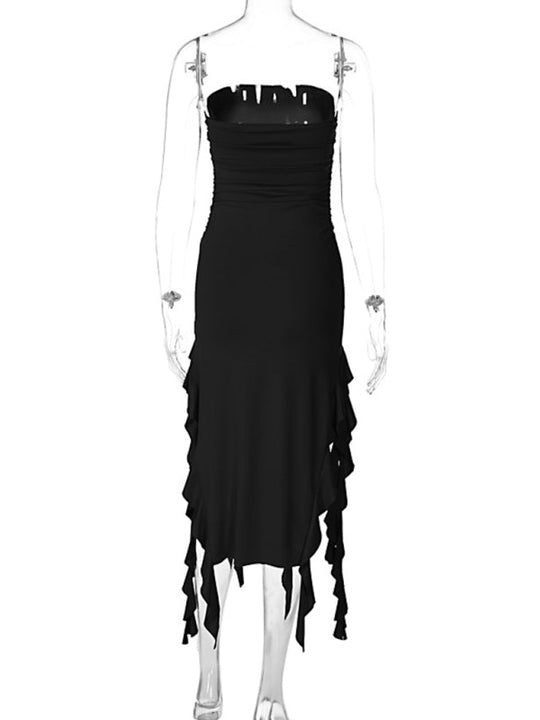 Heidi-Mode | Damen neue Mode sexy Persönlichkeit Wickelbrust unregelmäßiges Kleid
