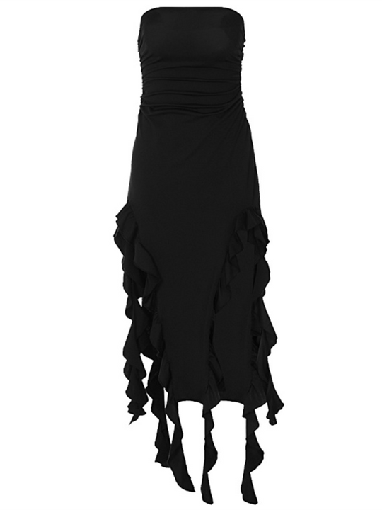 Heidi-Mode | Damen neue Mode sexy Persönlichkeit Wickelbrust unregelmäßiges Kleid