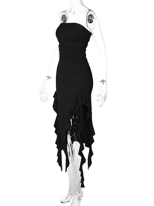 Heidi-Mode | Damen neue Mode sexy Persönlichkeit Wickelbrust unregelmäßiges Kleid