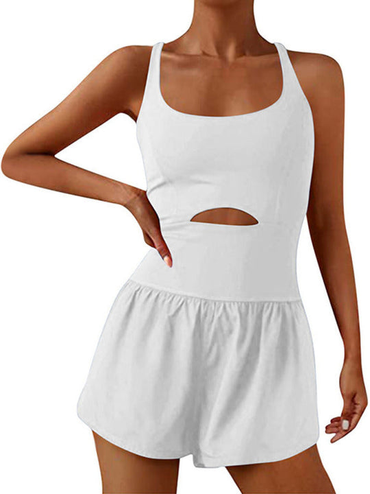 Heidi-Mode | Damen schöne Rücken doppelte Träger enge Jumpsuit Yoga Sport Jumpsuit Shorts