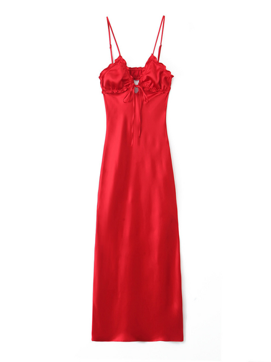 Heidi-Mode | Neues Geschichtetes Satin-Partykleid