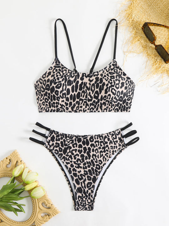 Heidi-Mode | Leopardenmuster Zweiteiliges Sexy Badeanzug