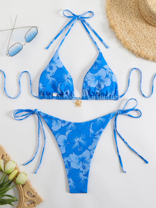 Heidi-Mode | Blumenmuster Halterneck-Bikini