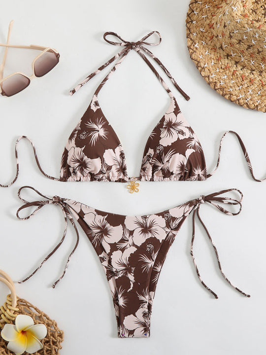 Heidi-Mode | Blumenmuster Halterneck-Bikini