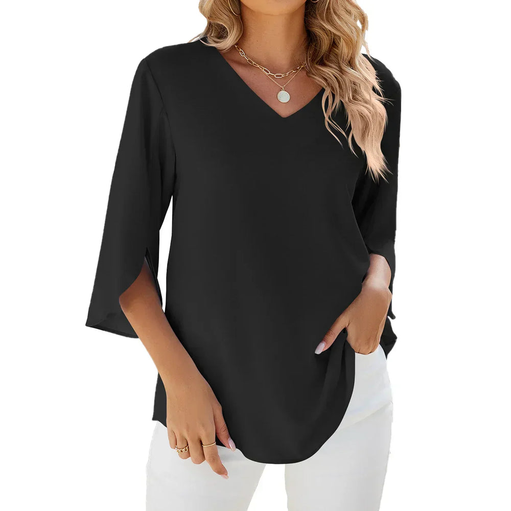 Heidi-Mode | Elegante V-ausschnitt Bluse Damen