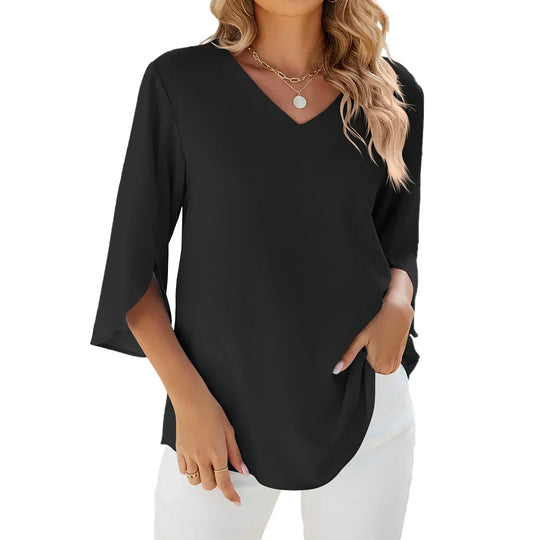 Heidi-Mode | Elegante V-ausschnitt Bluse Damen