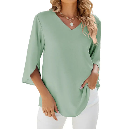 Heidi-Mode | Elegante V-ausschnitt Bluse Damen
