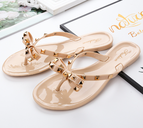 Heidi-Mode | Nieten-Schleifenknoten Flip-Flops Sandalen
