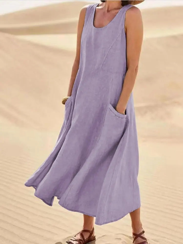 lange Leinenkleid für Damen
