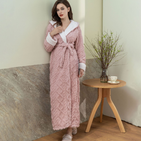 Heidi-Mode | Damen Gemütlicher Fleece Morgenmantel