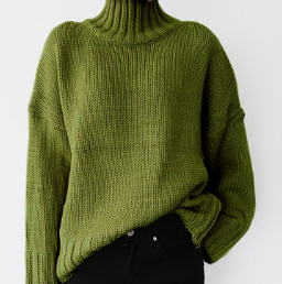 Heidi-Mode | Stylischer grasgrüner oversized Cashmere-Rollkragenpullover ideal für den Winter