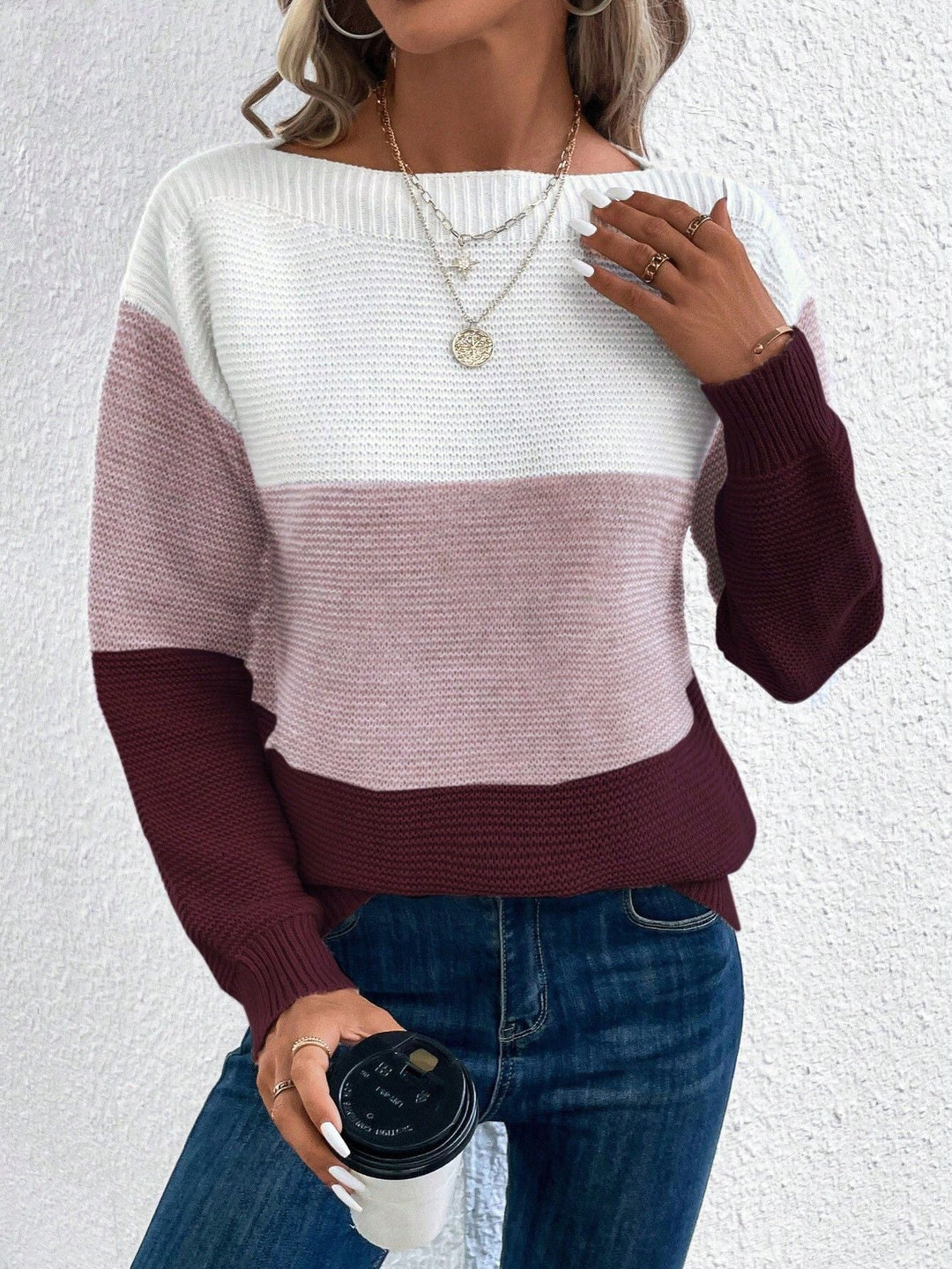 Heidi-Mode | Blockstreifen Strickpullover Weicher Komfort Lässiger Stil