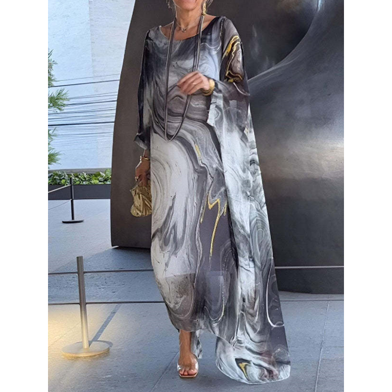 Heidi-Mode | Chiffon-Kleid mit Marmorprint