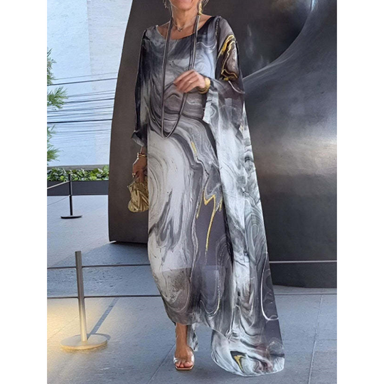 Heidi-Mode | Chiffon-Kleid mit Marmorprint