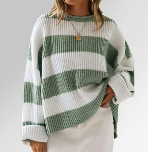 Heidi-Mode | Leicht gestreifter Strickpullover Ideal für den Winter