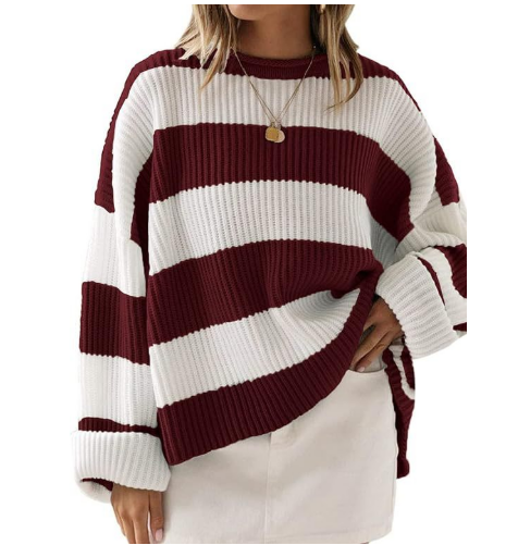 Heidi-Mode | Leicht gestreifter Strickpullover Ideal für den Winter