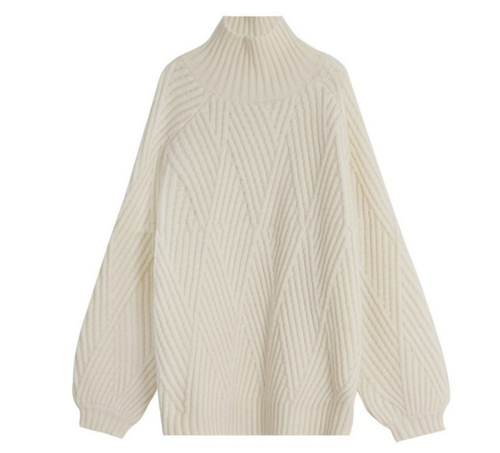 Heidi-Mode | Bequemer urbaner oversized Langarm Cashmere Rollkragenpullover ideal für den Winter