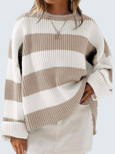 Heidi-Mode | Leicht gestreifter Strickpullover Ideal für den Winter