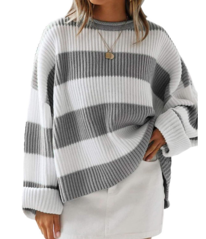 Heidi-Mode | Leicht gestreifter Strickpullover Ideal für den Winter