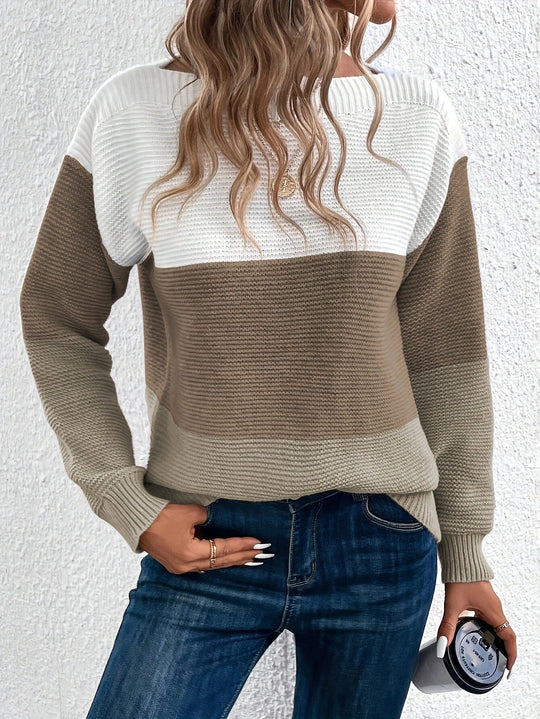 Heidi-Mode | Blockstreifen Strickpullover Weicher Komfort Lässiger Stil