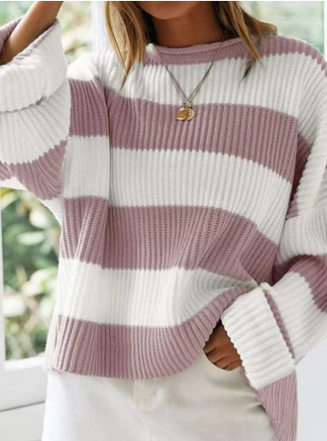 Heidi-Mode | Leicht gestreifter Strickpullover Ideal für den Winter