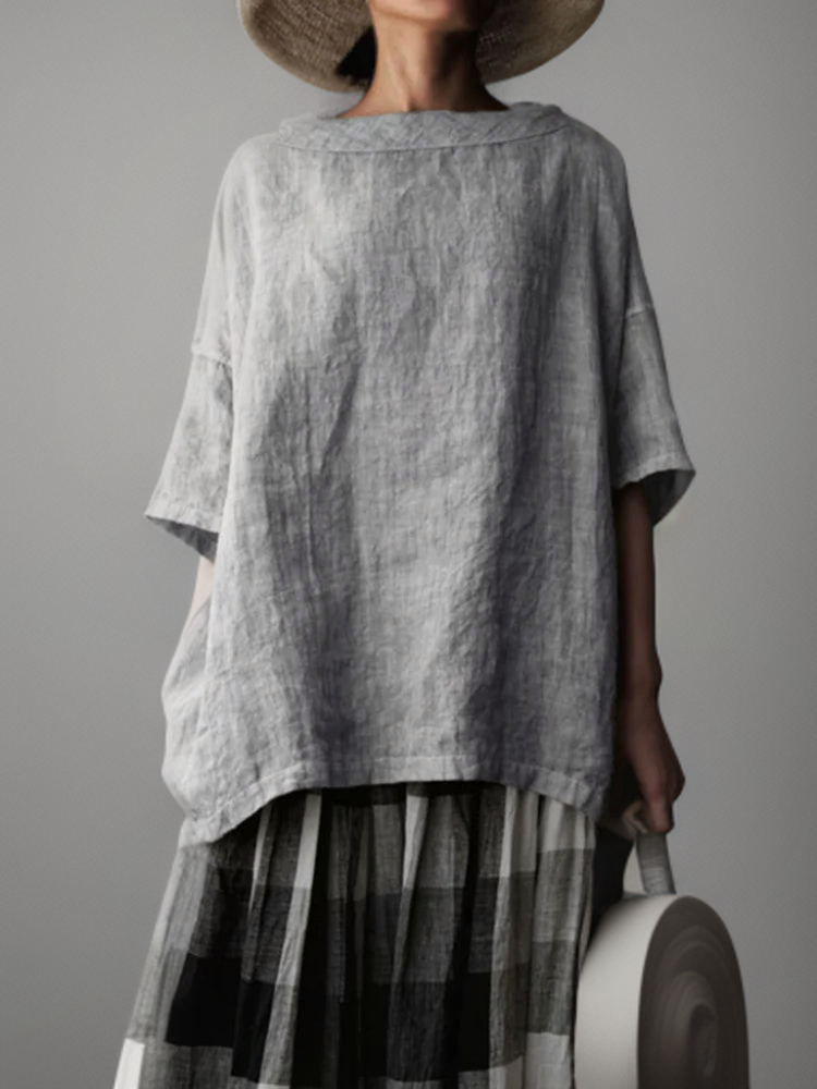 Heidi-Mode | Vintage Tunika in Oversized-Modell mit Boot-Halskette