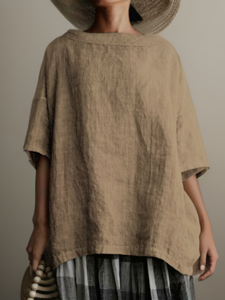 Heidi-Mode | Vintage Tunika in Oversized-Modell mit Boot-Halskette