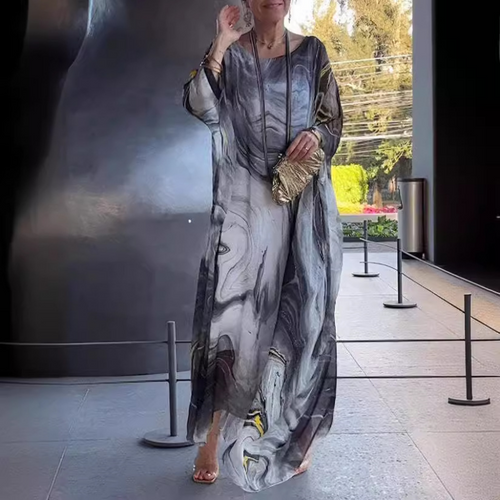 Heidi-Mode | Chiffon-Kleid mit Marmorprint