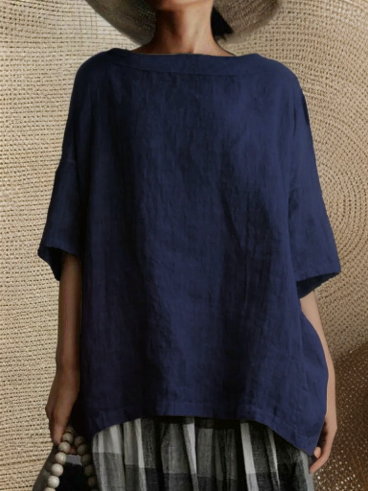 Heidi-Mode | Vintage Tunika in Oversized-Modell mit Boot-Halskette