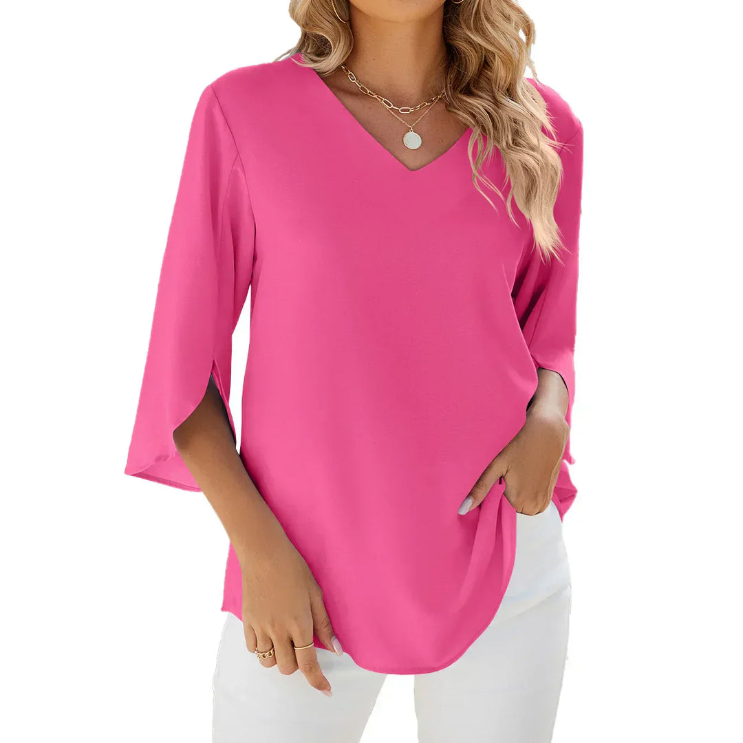 Heidi-Mode | Elegante V-ausschnitt Bluse Damen