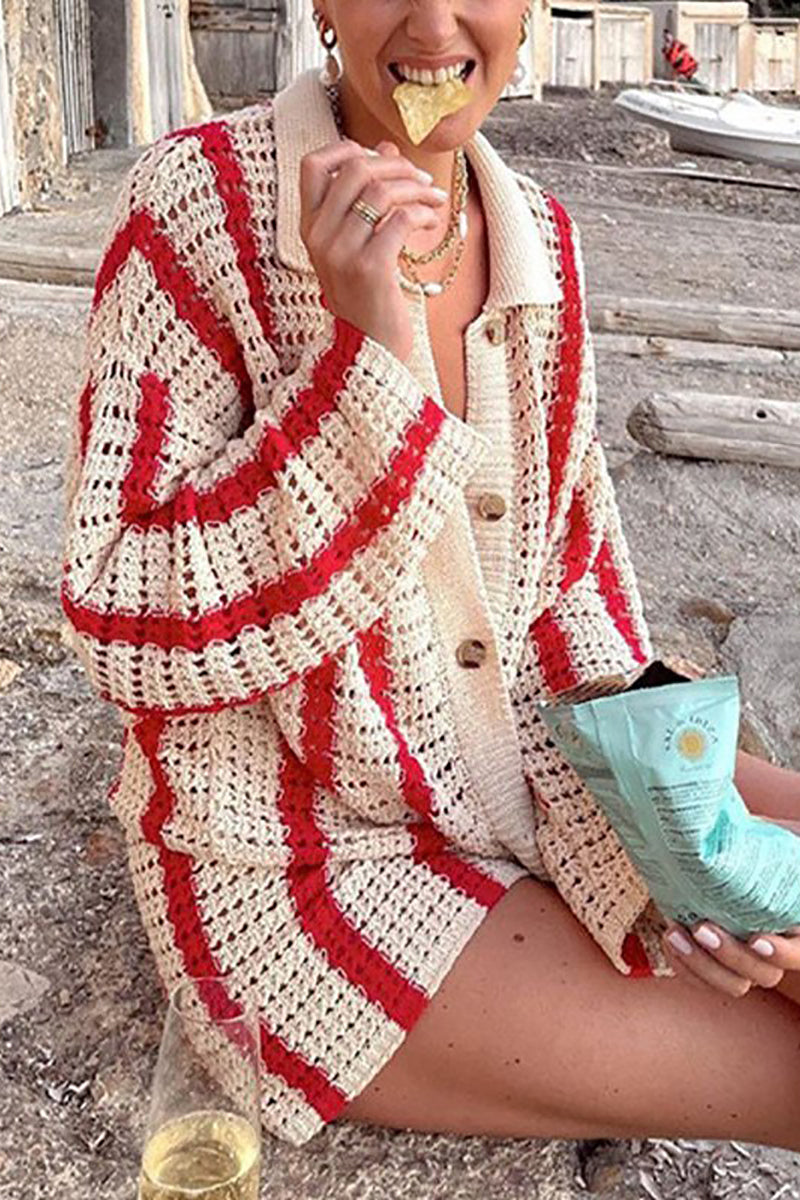 Heidi-Mode | Head In The Clouds Häkel Strickpullover Kurz Set