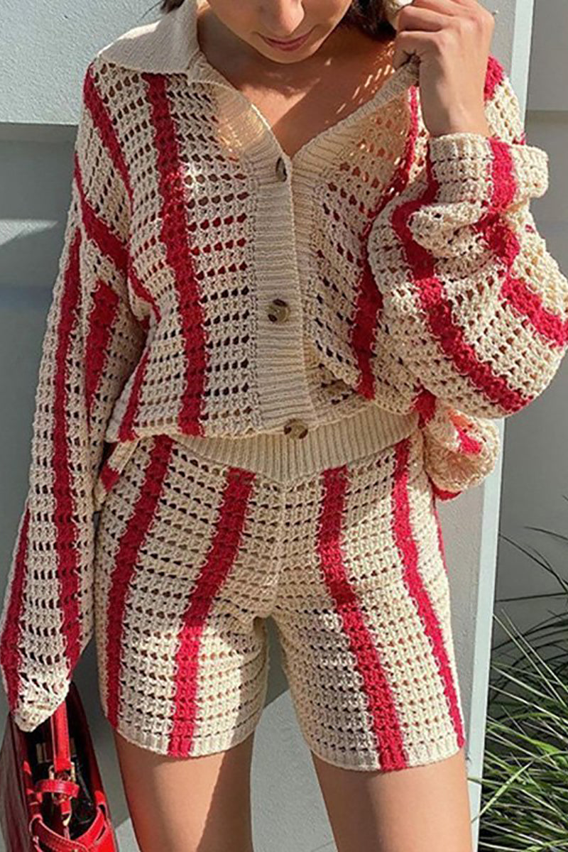 Heidi-Mode | Head In The Clouds Häkel Strickpullover Kurz Set