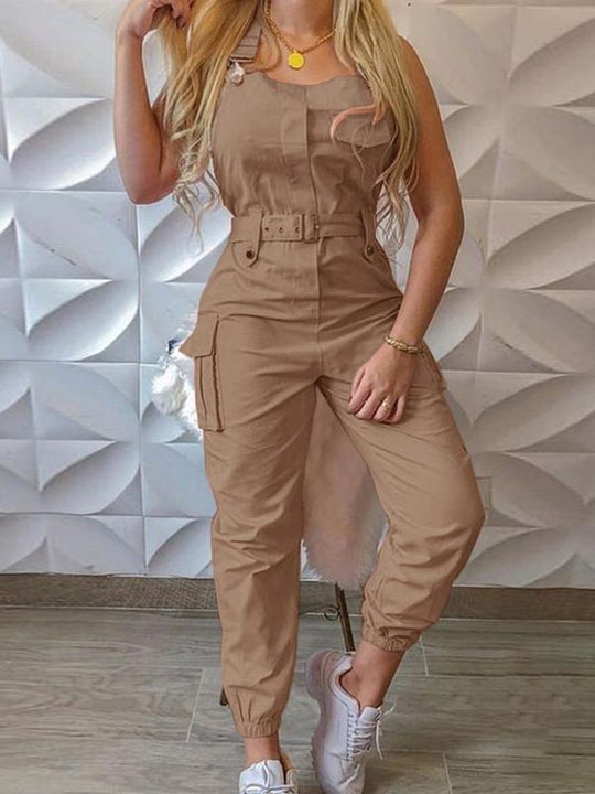 Heidi-Mode | Damen Jumpsuits Werkzeuggürtel Ärmellos Träger Einfach Rückhaltung Fuß Jumpsuit