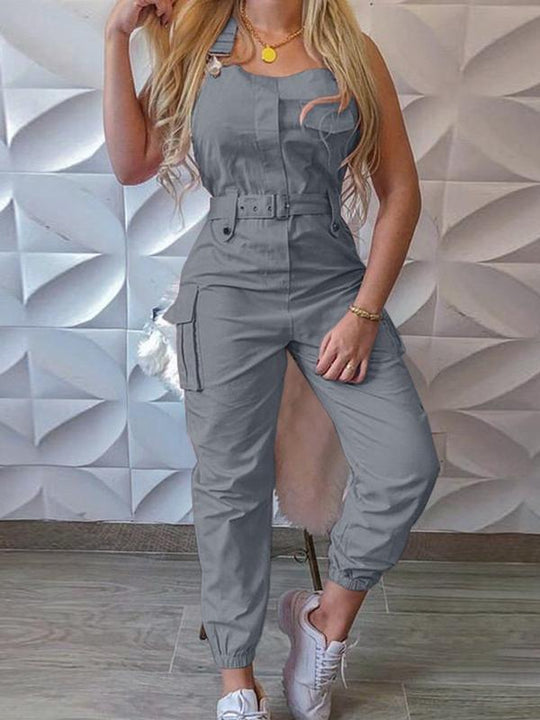 Heidi-Mode | Damen Jumpsuits Werkzeuggürtel Ärmellos Träger Einfach Rückhaltung Fuß Jumpsuit