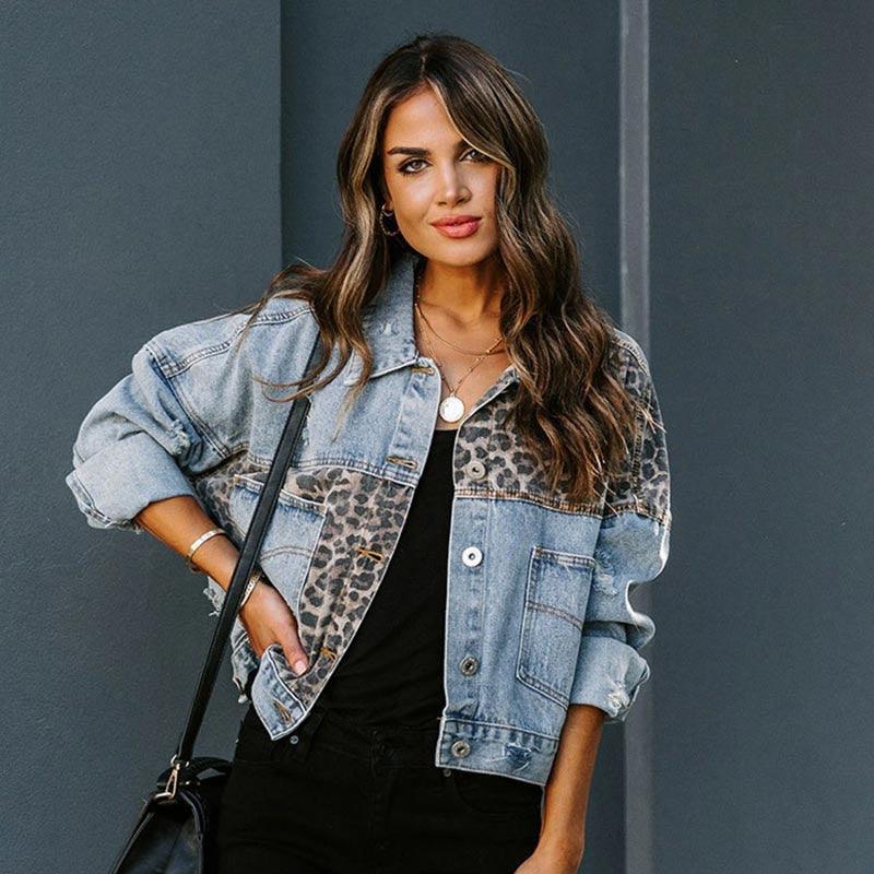 Heidi-Mode | Jacke Leopardenmuster Jeansjacke