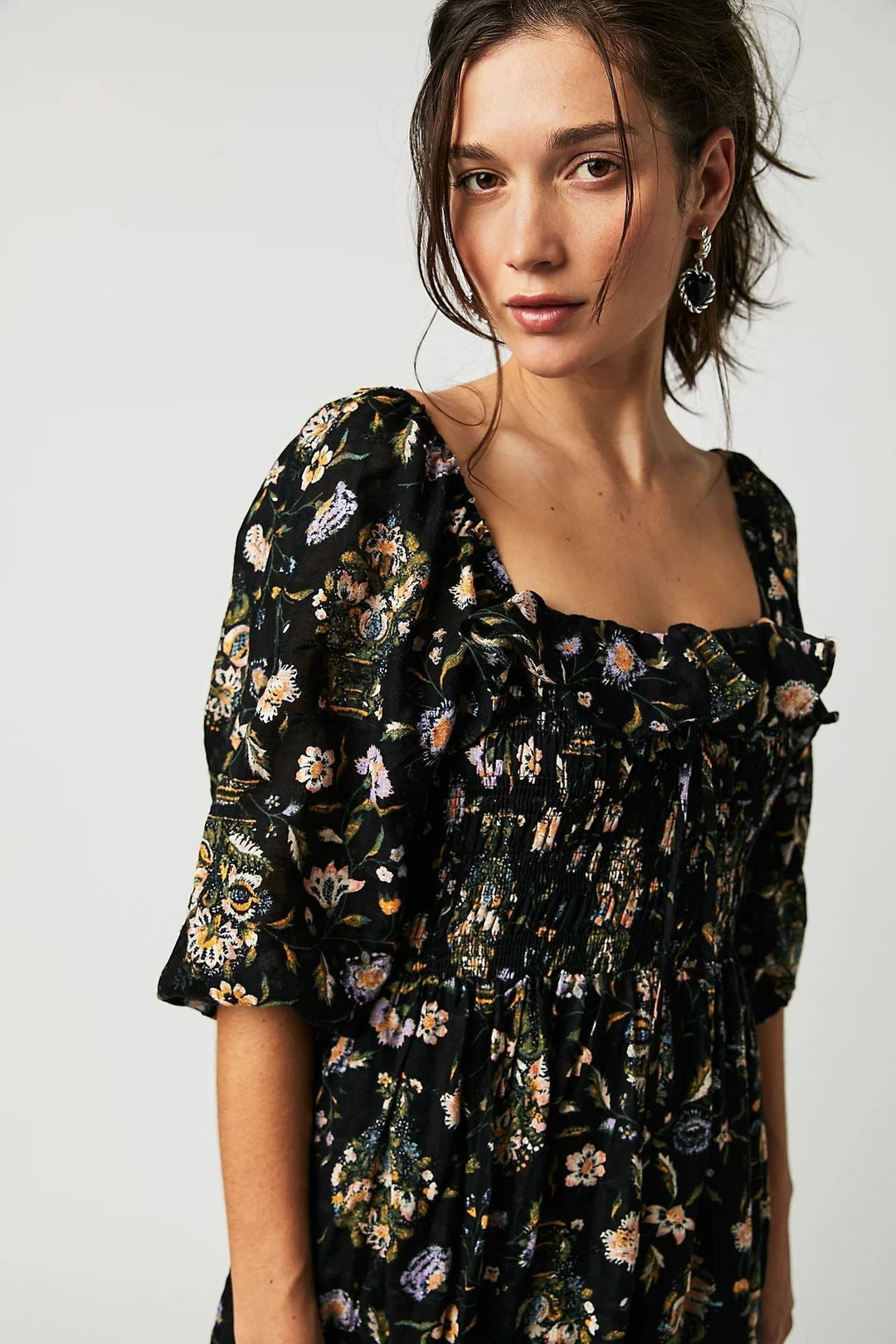 Heidi-Mode | Kleid Samira mit Druck und Rüschen Oben
